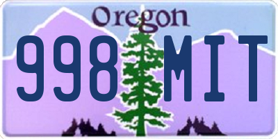 OR license plate 998MIT