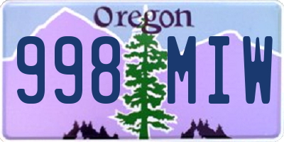 OR license plate 998MIW
