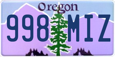 OR license plate 998MIZ