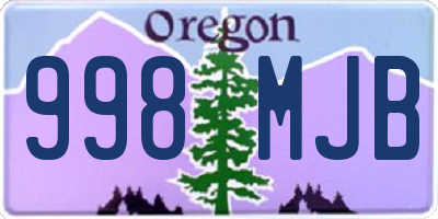 OR license plate 998MJB