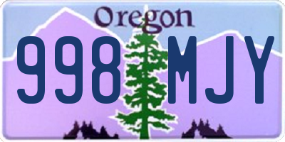 OR license plate 998MJY