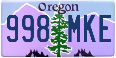 OR license plate 998MKE