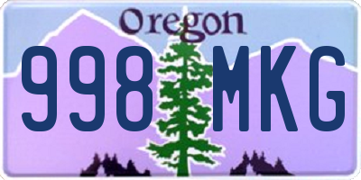 OR license plate 998MKG