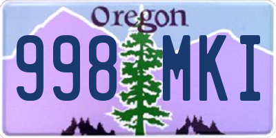 OR license plate 998MKI