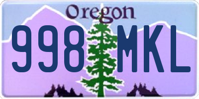 OR license plate 998MKL