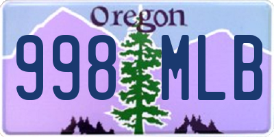 OR license plate 998MLB