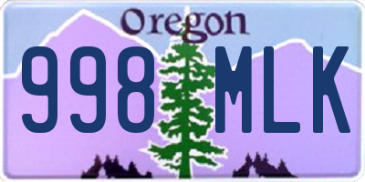 OR license plate 998MLK