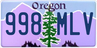 OR license plate 998MLV