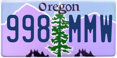 OR license plate 998MMW