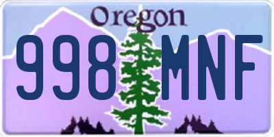 OR license plate 998MNF
