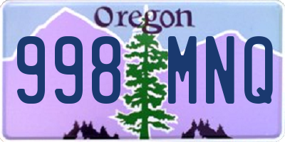 OR license plate 998MNQ