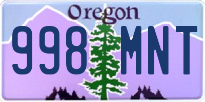OR license plate 998MNT