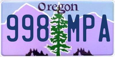 OR license plate 998MPA