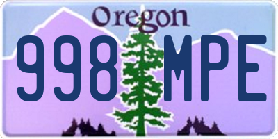 OR license plate 998MPE