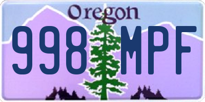 OR license plate 998MPF