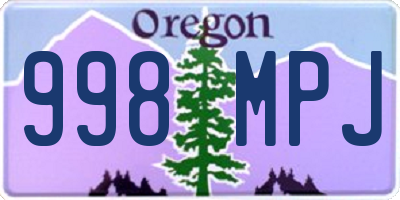 OR license plate 998MPJ