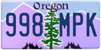 OR license plate 998MPK