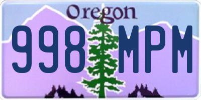 OR license plate 998MPM