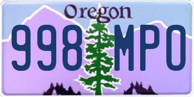 OR license plate 998MPO