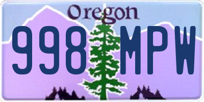 OR license plate 998MPW