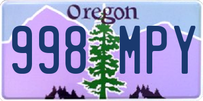 OR license plate 998MPY