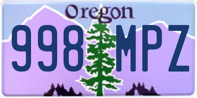 OR license plate 998MPZ