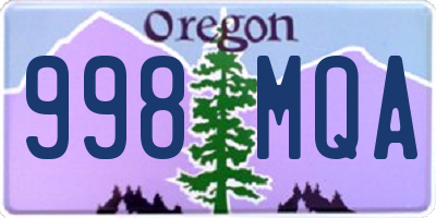 OR license plate 998MQA