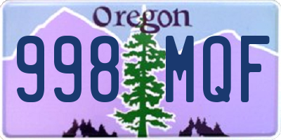 OR license plate 998MQF