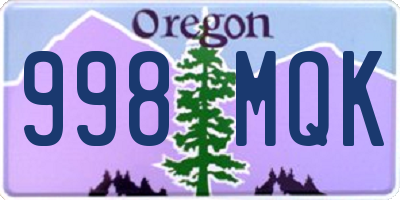 OR license plate 998MQK