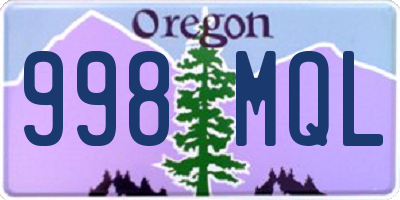 OR license plate 998MQL