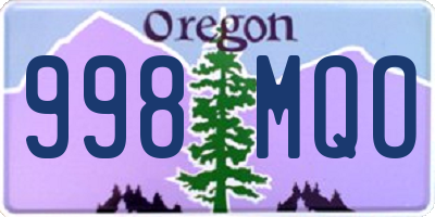 OR license plate 998MQO