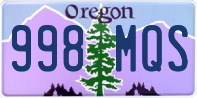 OR license plate 998MQS