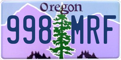 OR license plate 998MRF