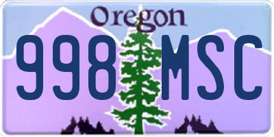 OR license plate 998MSC
