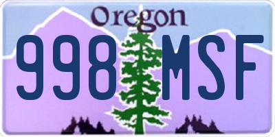 OR license plate 998MSF