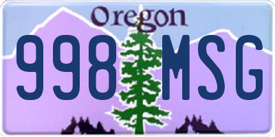 OR license plate 998MSG