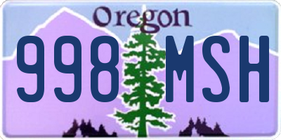 OR license plate 998MSH