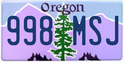 OR license plate 998MSJ