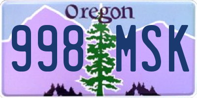 OR license plate 998MSK