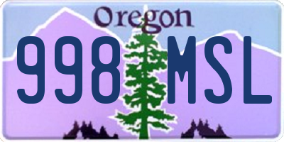 OR license plate 998MSL