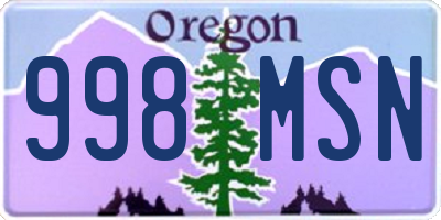 OR license plate 998MSN