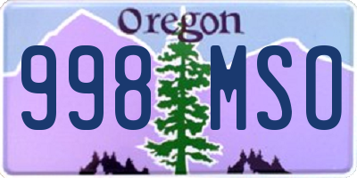 OR license plate 998MSO