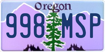 OR license plate 998MSP