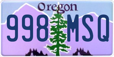OR license plate 998MSQ