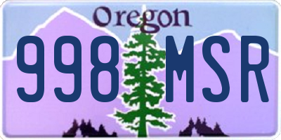 OR license plate 998MSR