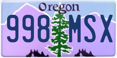 OR license plate 998MSX