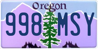 OR license plate 998MSY