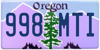 OR license plate 998MTI