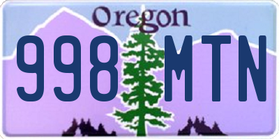 OR license plate 998MTN