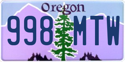 OR license plate 998MTW